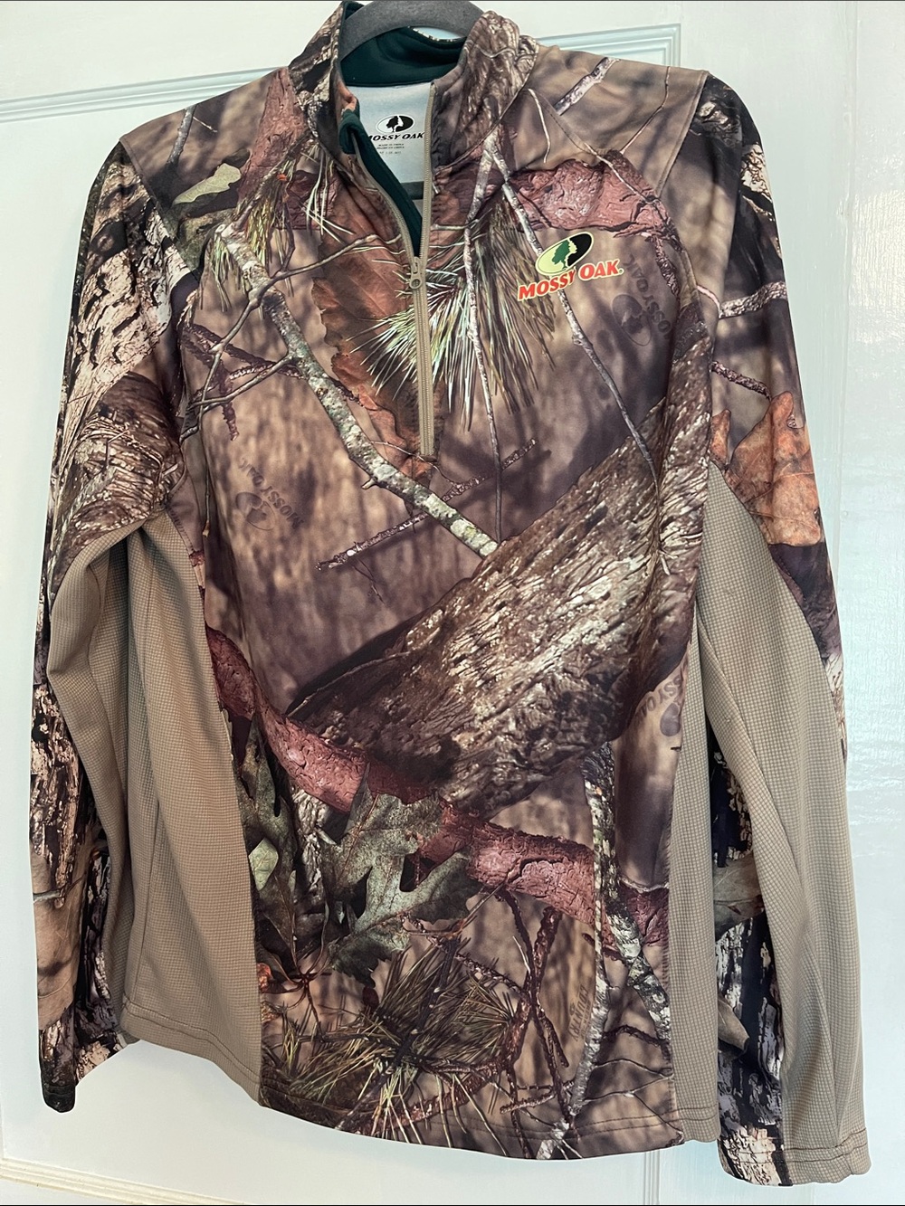 Mossy Oak Brown Camo Mens Quarter-Zip Hoodie